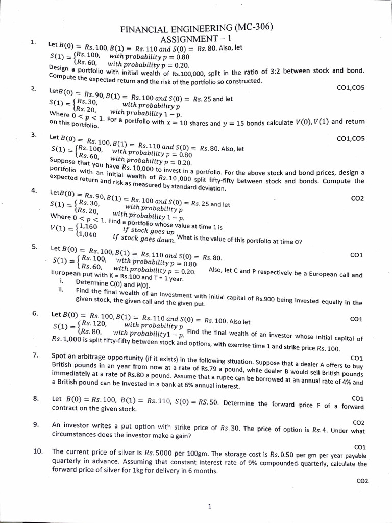 Financial Engineering Assignment Overview | PDF