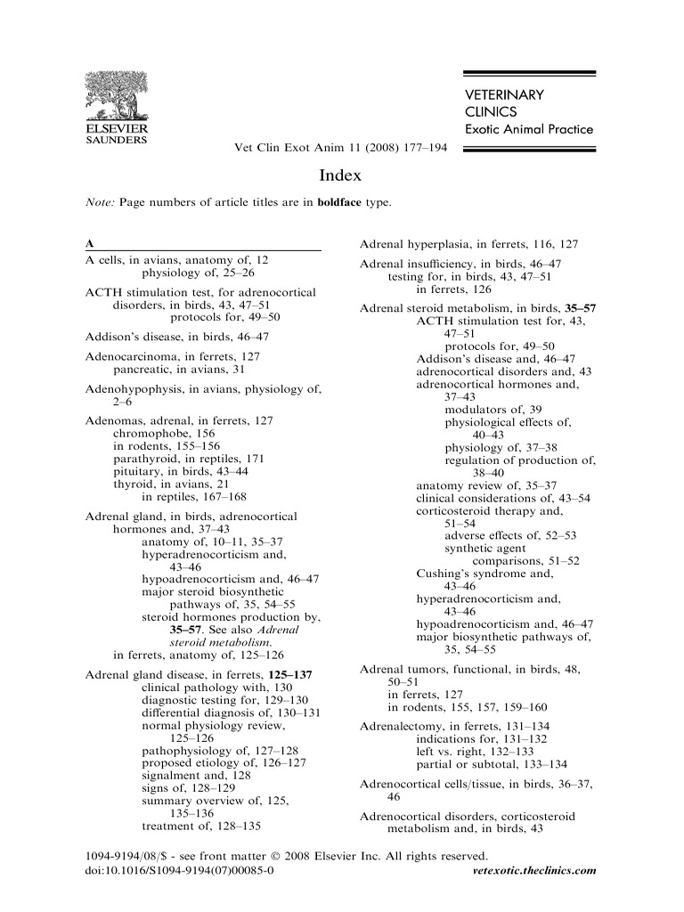 Adrenal Disorders in Birds and Ferrets | PDF | Endocrine System ...