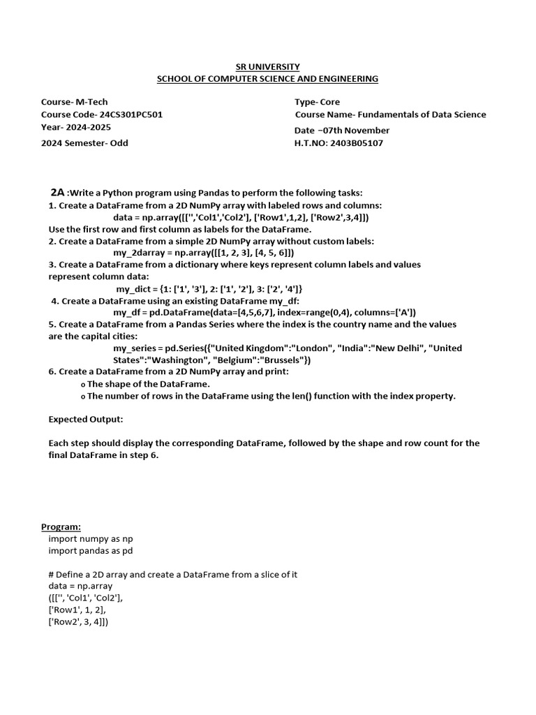 Assignment Week2 FDS (2403B05107) | PDF | Software Engineering ...