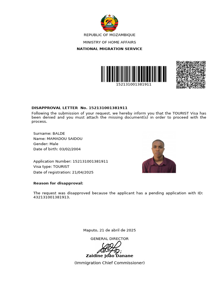 DisapprovalLetterVisa en | PDF