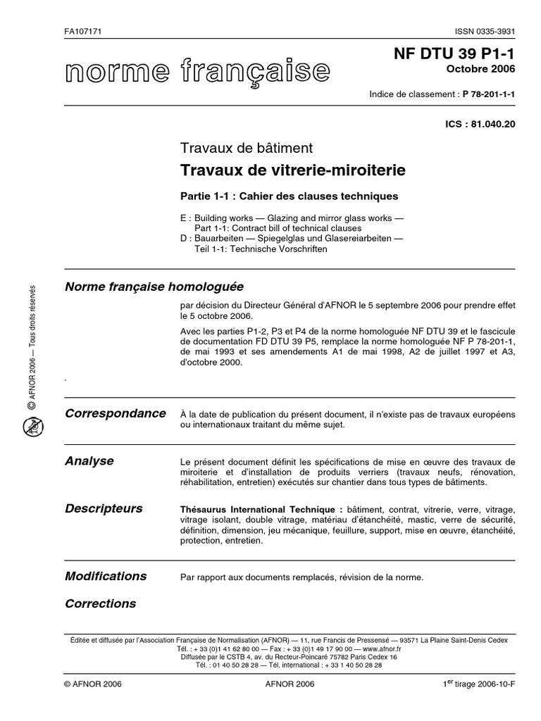 Cahier des clauses techniques vitrerie | PDF | Lunettes | Code de la ...