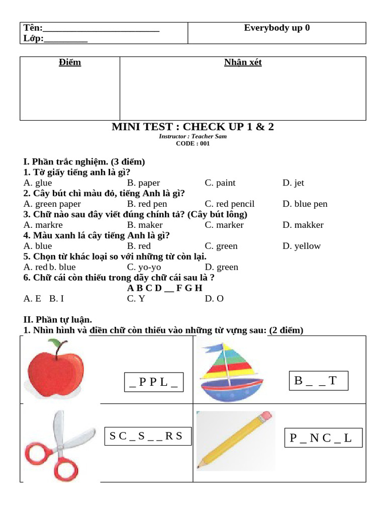 MINI TEST U12 | PDF