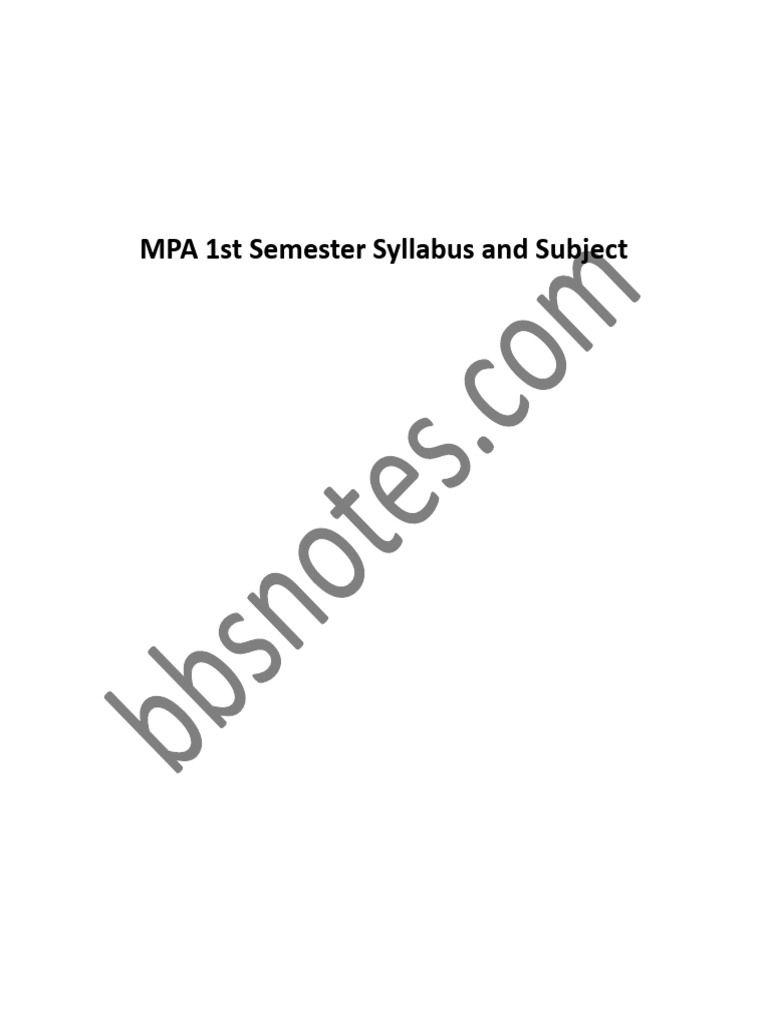 MPA 1st Semester Course Syllabus | PDF | Human Resource Management ...