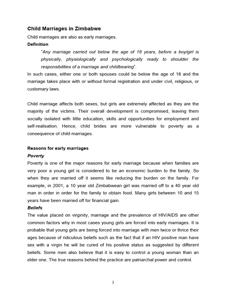 Child Marriage Impact in Zimbabwe | PDF | Child Abuse | Child Marriage