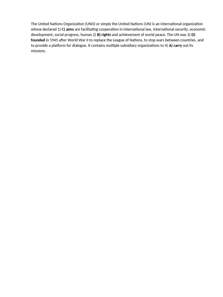 The United Nations Organization | PDF
