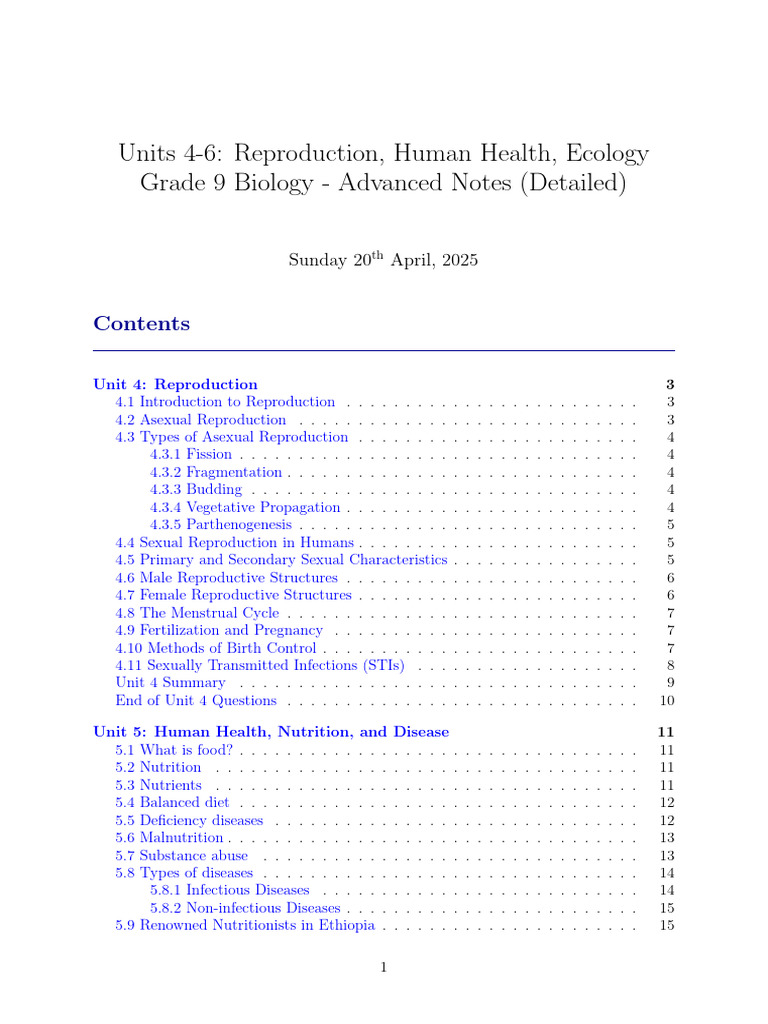Grade 9 Biology: Reproduction & Ecology | PDF | Menstrual Cycle | Ecosystem