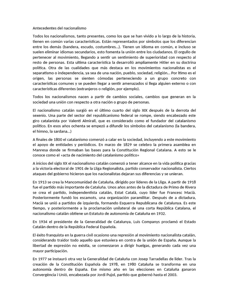 Antecedentes Del Nacionalismo Catalan y Escocés | PDF | Política de ...