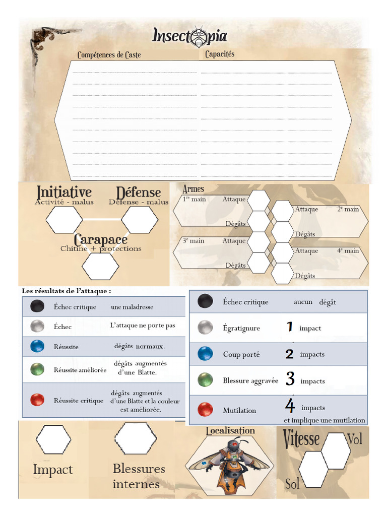 Fiche Combat Insectopia JDR | PDF