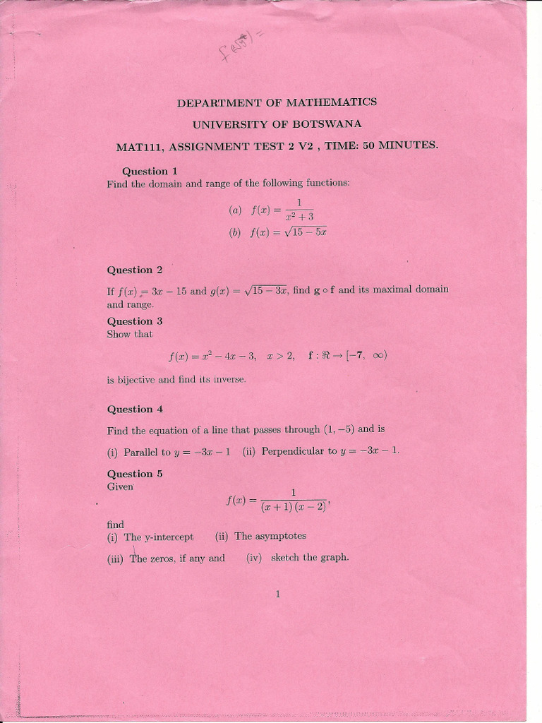 Math 111 Assignment Test 2 | PDF