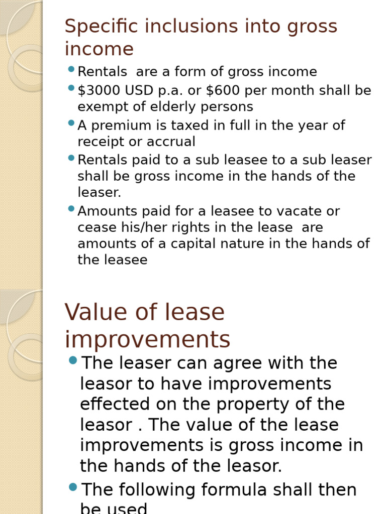 Specific Inclusions Into Gross Income | PDF | Gross Income | Lease