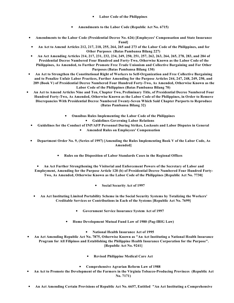 Philippine Labor Code and Amendments | PDF | Employment | Labour Law