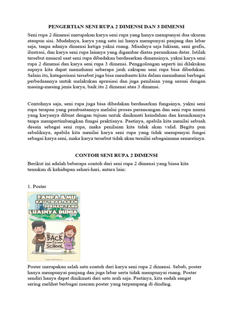 Pengertian Seni Rupa 2D dan 3D | PDF