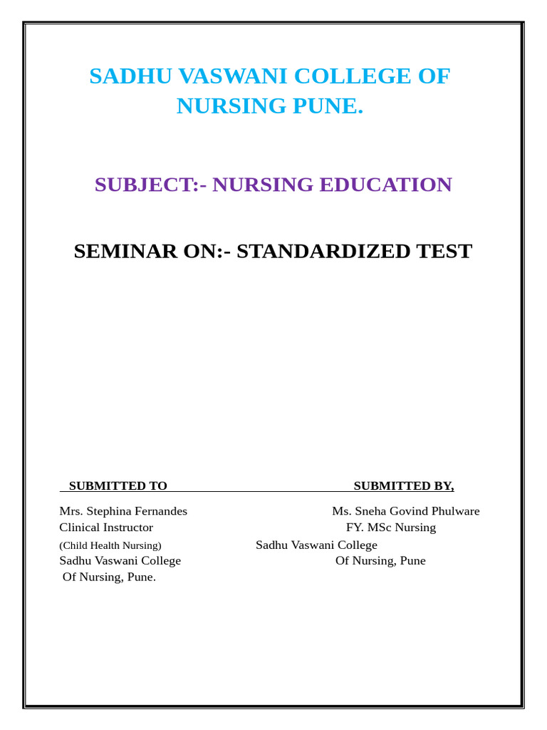 Understanding Standardized Tests in Nursing | PDF | Observational Error ...