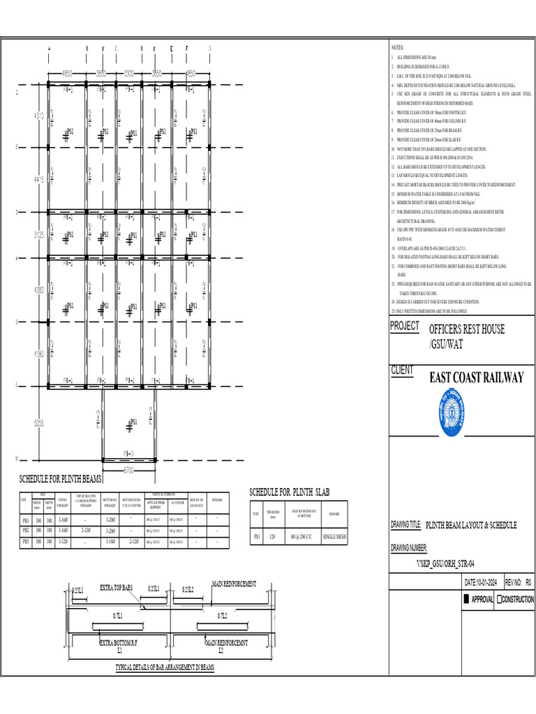 Plinth Beam Layout and Design Details | PDF | Column | Architectural ...