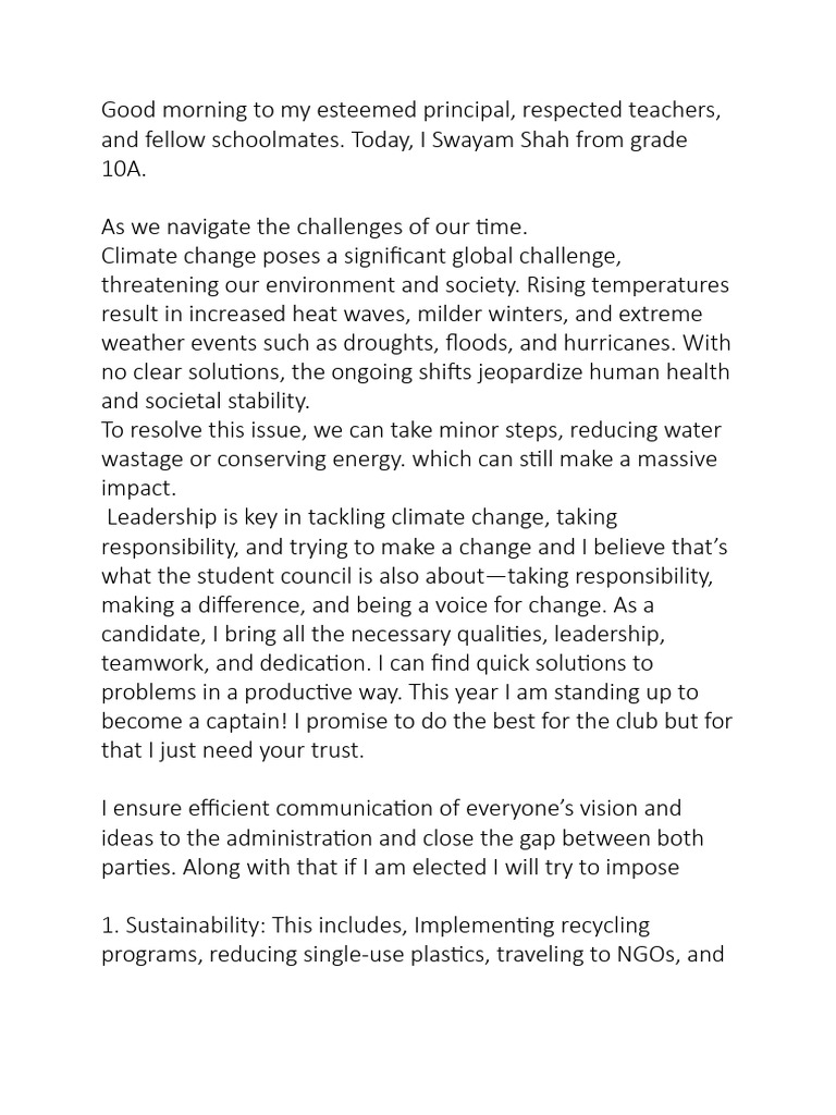 School Council Speech | PDF