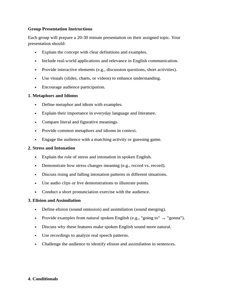 Group Presentation Guidelines on English Concepts | PDF | English ...