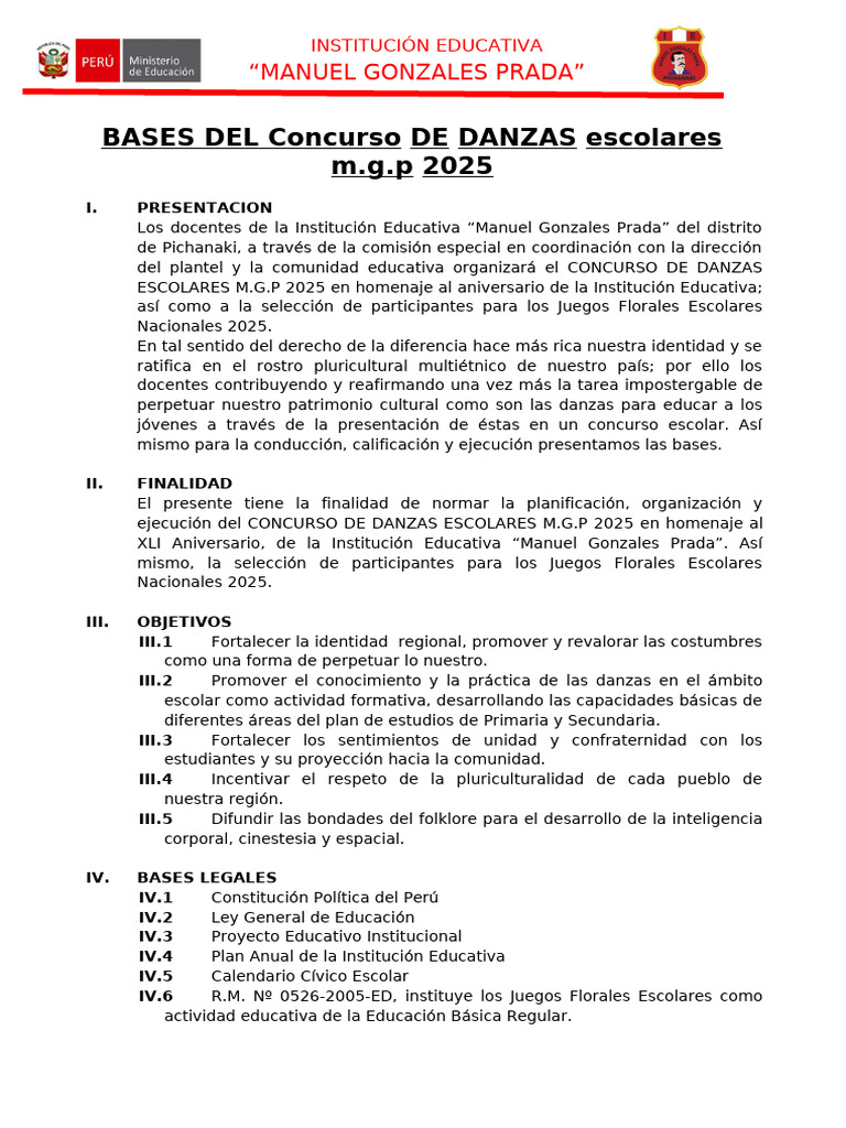 Bases Concurso de Danzas Escolares 2025 | PDF | Educación primaria ...