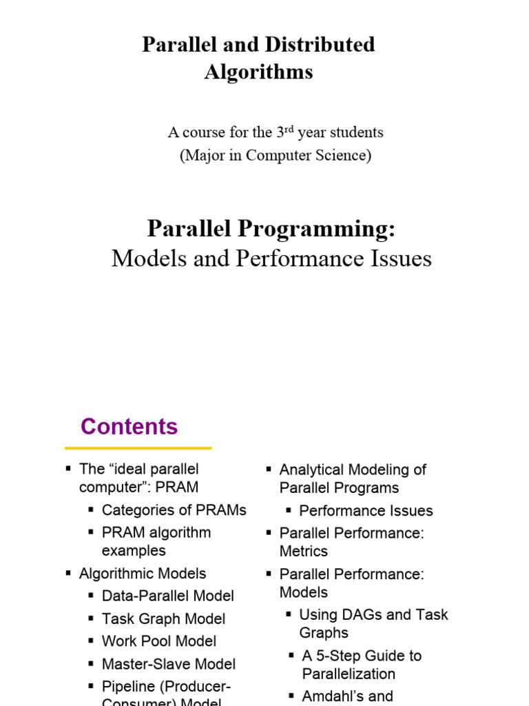 Parallel and Distributed Algorithms Course | PDF | Parallel Computing ...