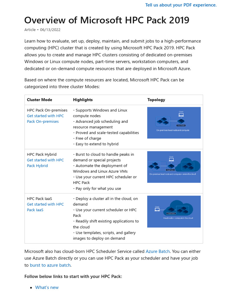 Microsoft HPC Pack 2019 Overview | PDF | Computer Cluster | Microsoft ...