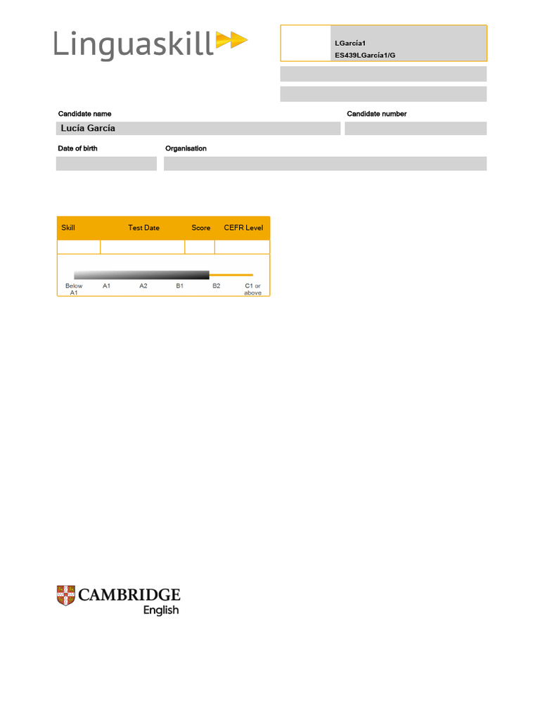 Linguaskill Writing Test Results B1 | PDF | Language Education ...