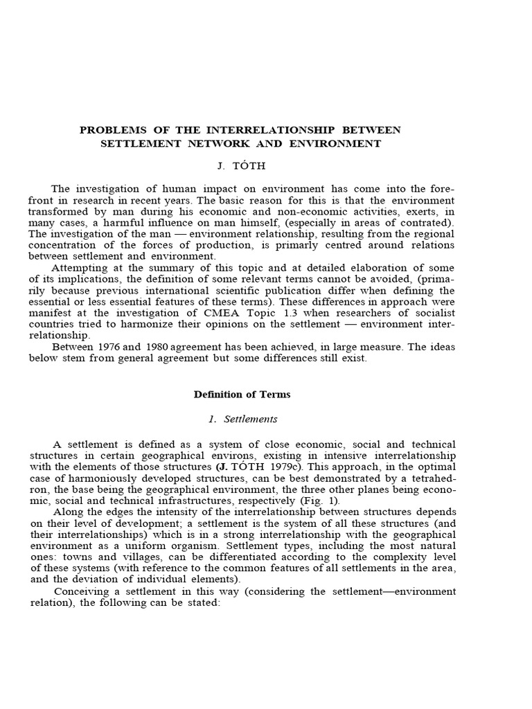 Problems of The Interrelationship Between Settlement Network and ...