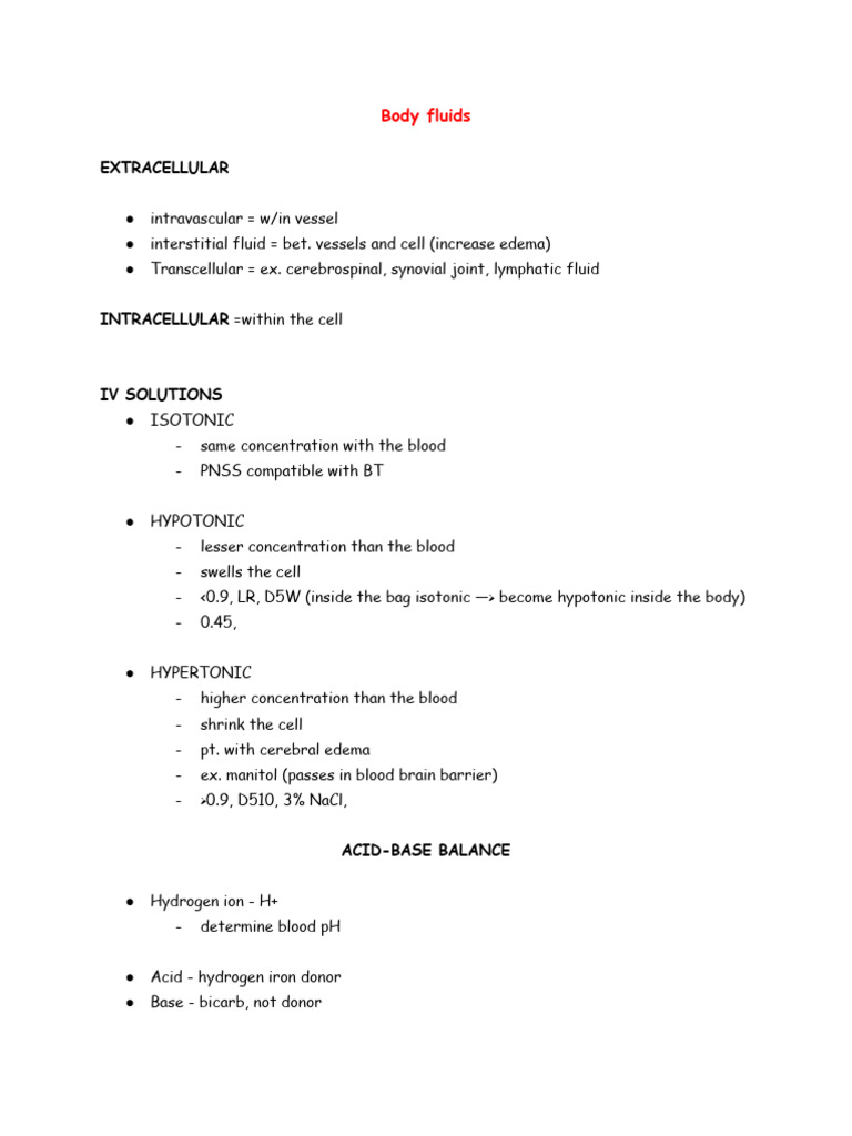 Ms Fluids and Electrolytes | PDF