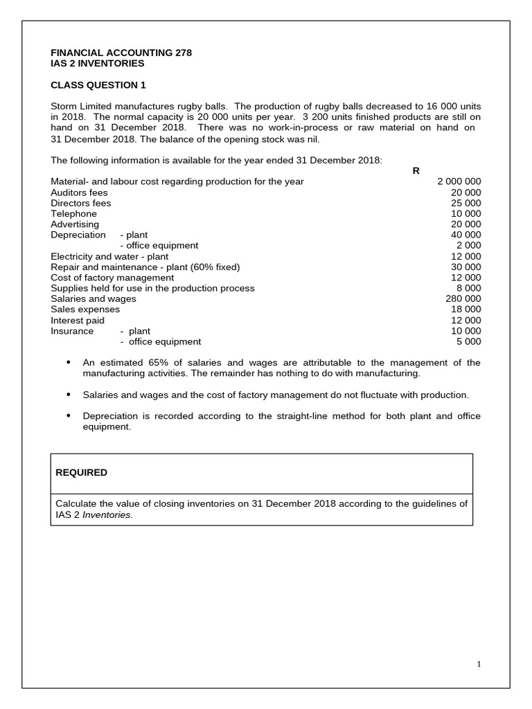 IAS 2 Inventories: Closing Stock Calculation | PDF | Inventory ...