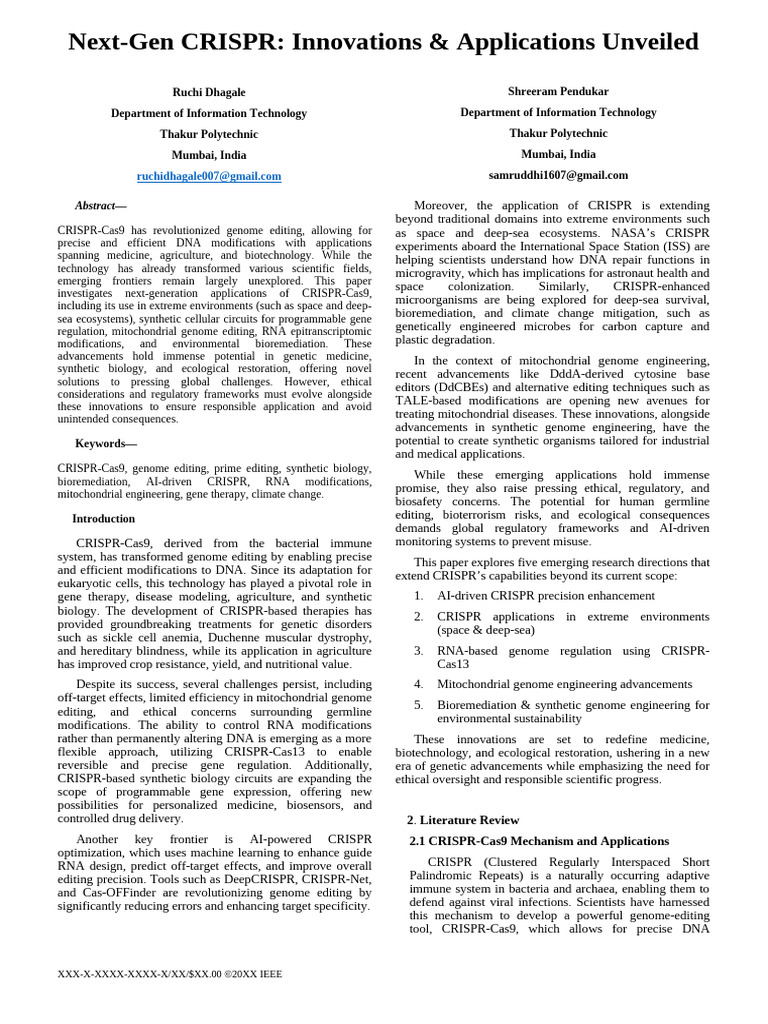 Next-Gen CRISPR Innovations Uncovered | PDF | Crispr | Gene Therapy