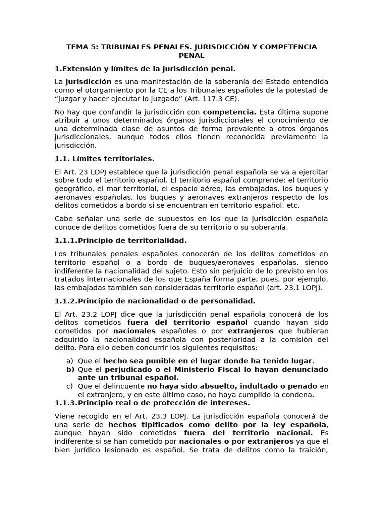 Jurisdicción y Competencia Penal en España | PDF | Jurisdicción ...