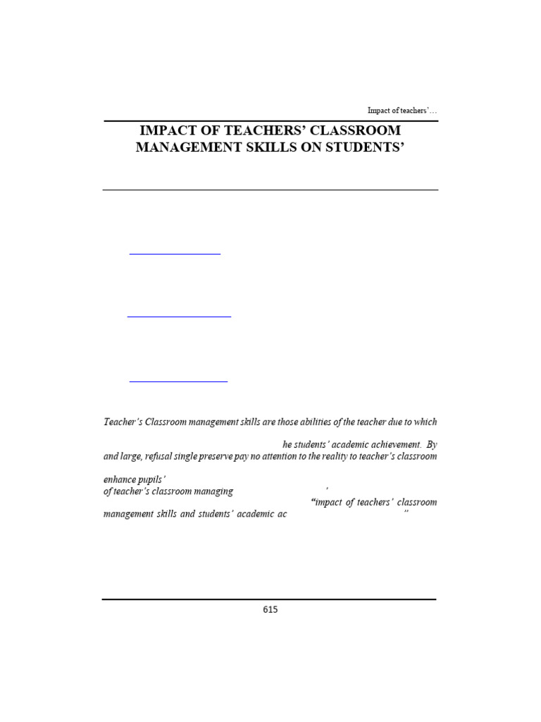 Teacher Management Skills & Student Success | PDF | Teachers | Linear ...