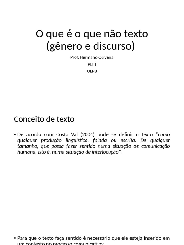 Definição de Texto e Gêneros Discurso | PDF