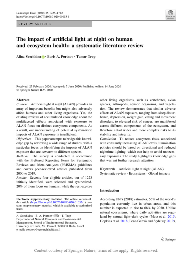 Effects of Artificial Light on Health | PDF | Birds | Pub Med