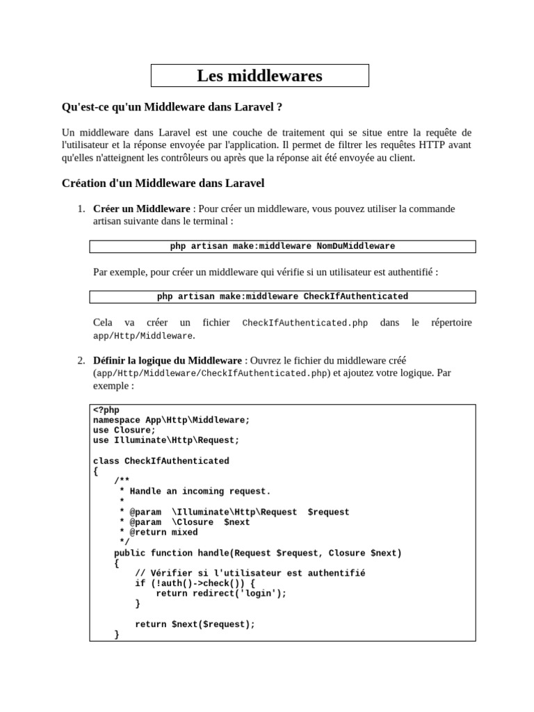 Comprendre les Middleware dans Laravel | PDF | Middleware | Informatique