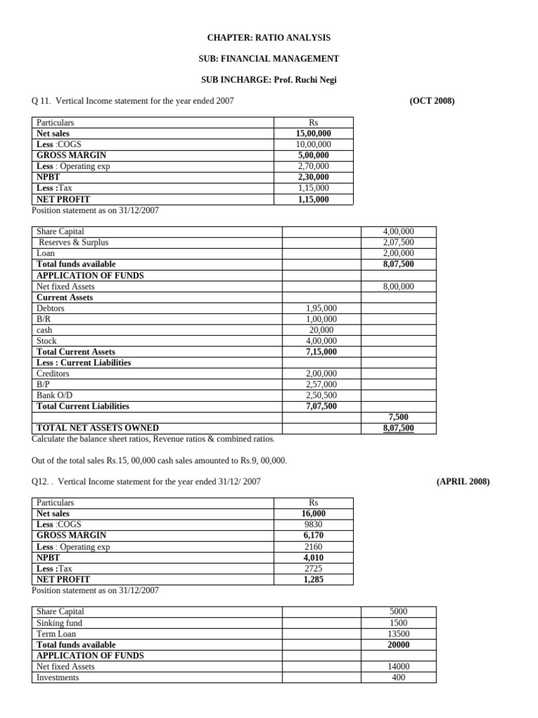 Financial Management Ratio Analysis Guide | PDF | Debits And Credits ...