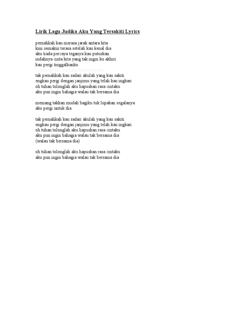 Lirik Lagu Judika Aku Yang Tersakiti Lyrics Pdf
