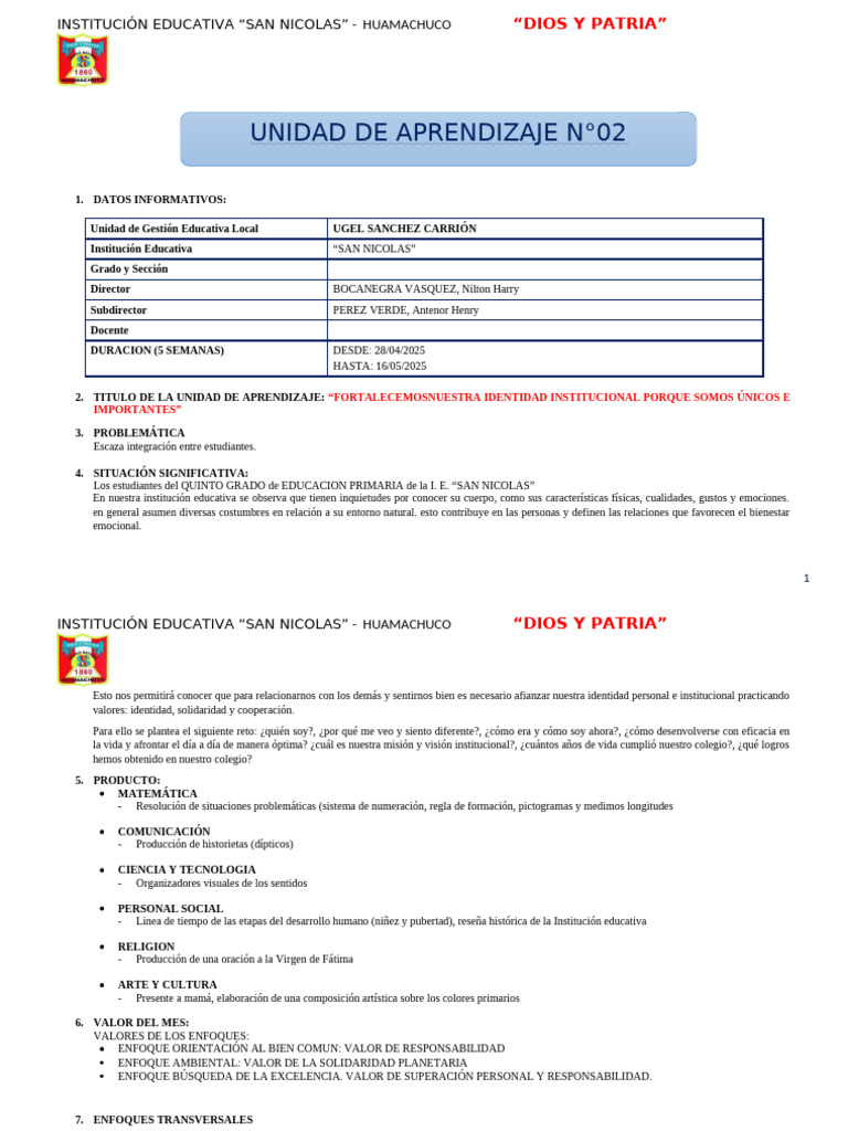 Unidad de Aprendizaje #02 | PDF | Decimal | Evaluación