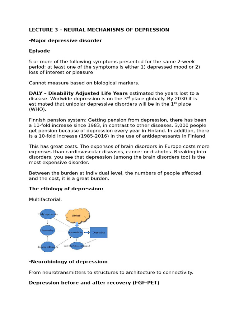 Lecture 3 | PDF | Major Depressive Disorder | Antidepressant