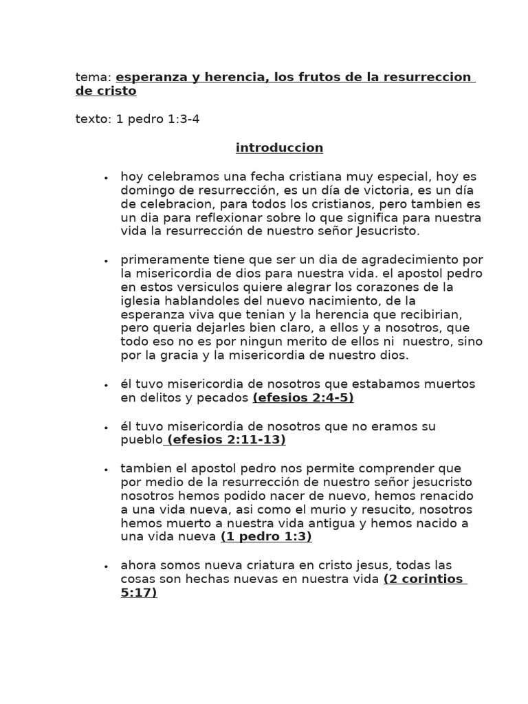 Esperanza y Herencia en la Resurrección | PDF | Cristo (título) | La ...