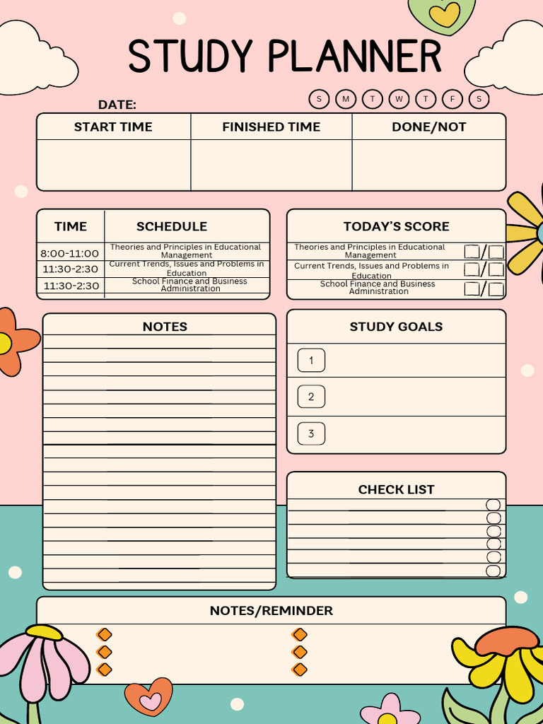 Study Planner for Education Topics | PDF