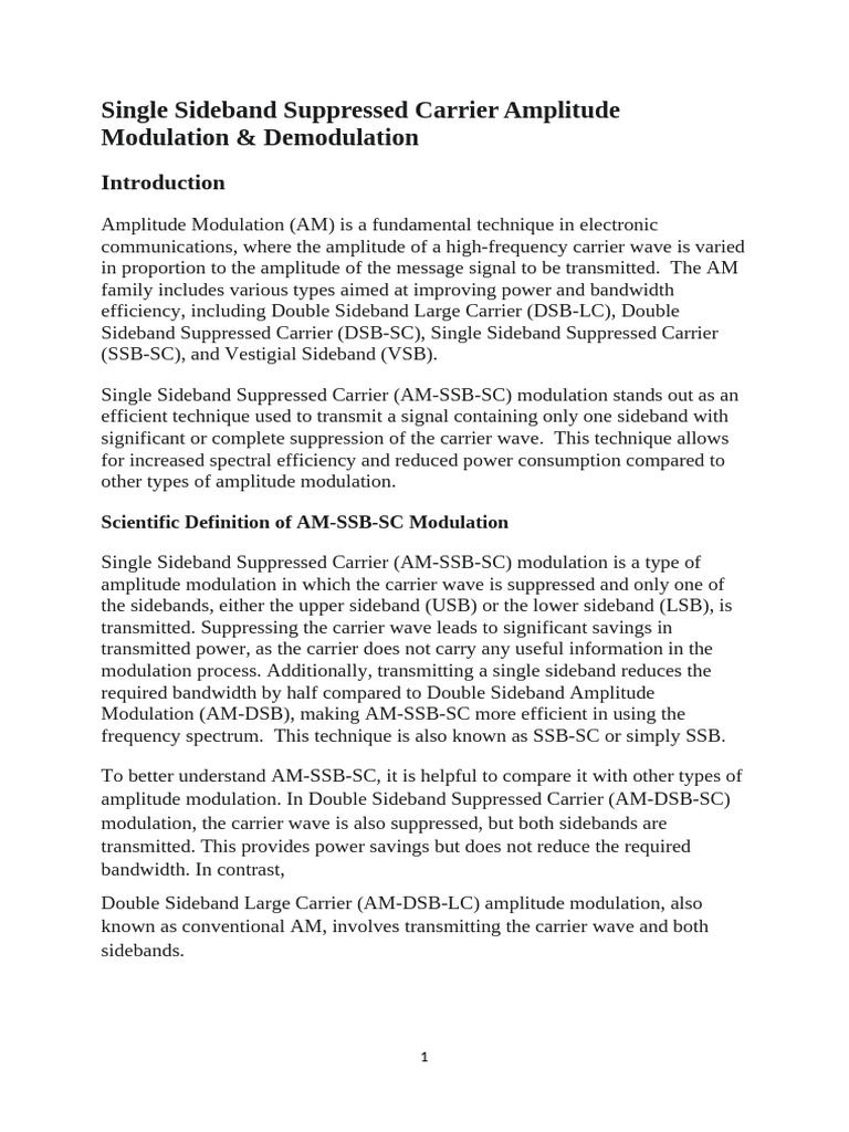 Understanding SSB Suppressed Carrier Modulation | PDF | Modulation ...