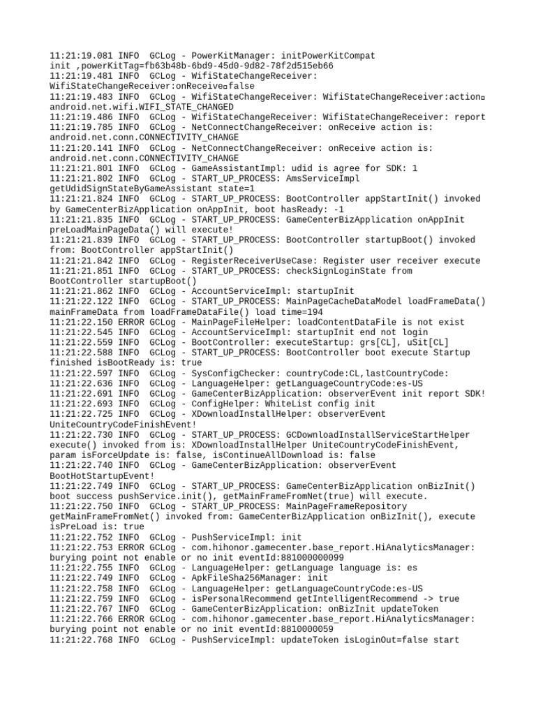 GameCenter Application Startup Logs | PDF | Computing | Internet