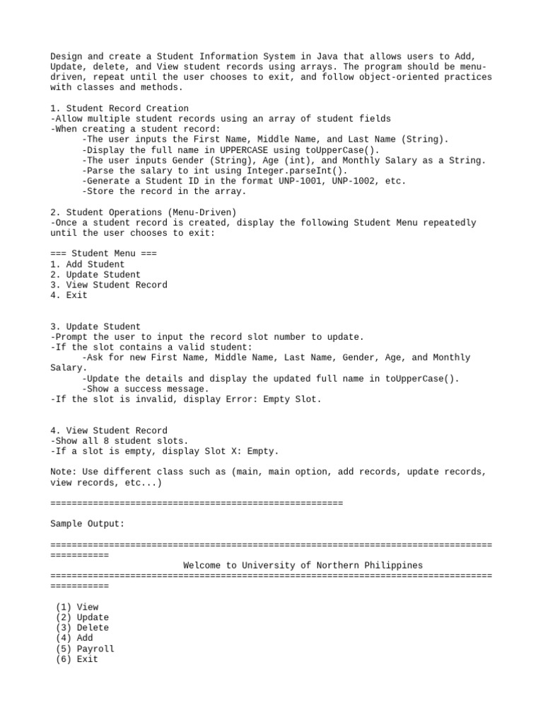Java Student Information System | PDF | Software Development | Computer ...