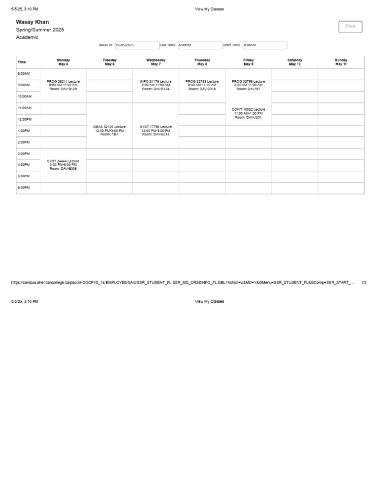 Spring/Summer 2025 Class Schedule | PDF