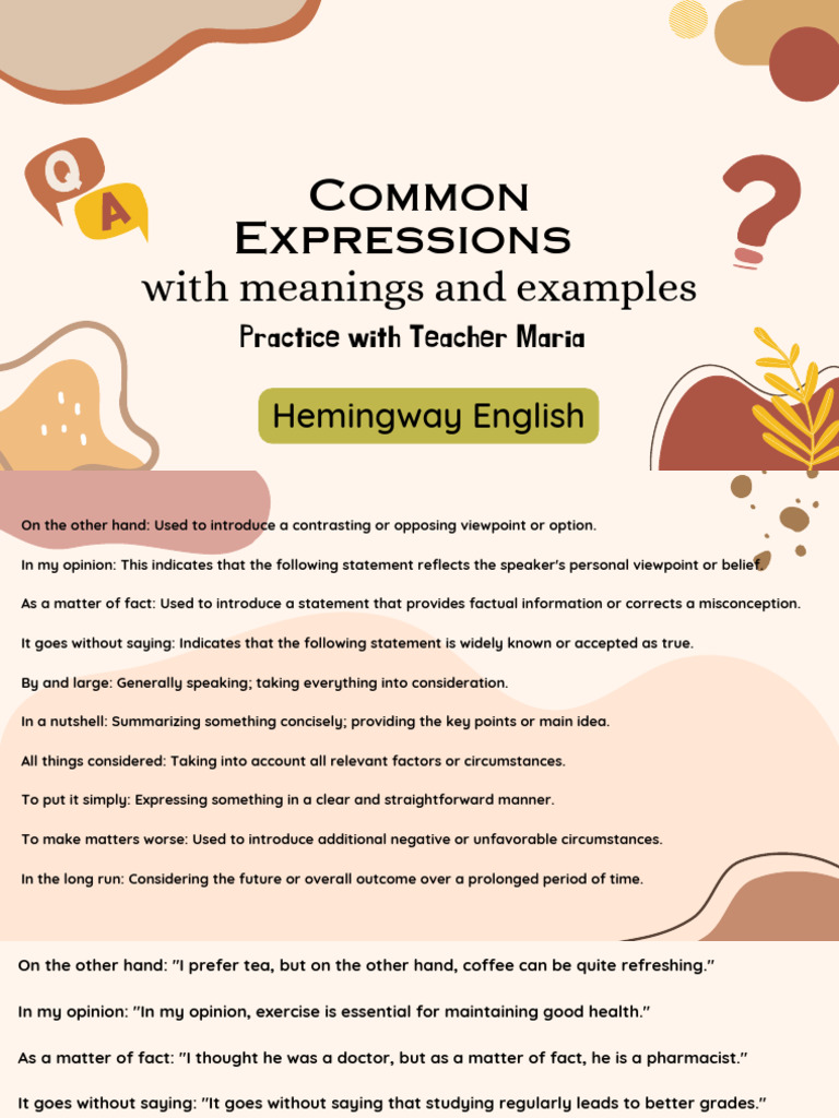 COmmon EXPRESSIONS With Meaning and Examples | PDF