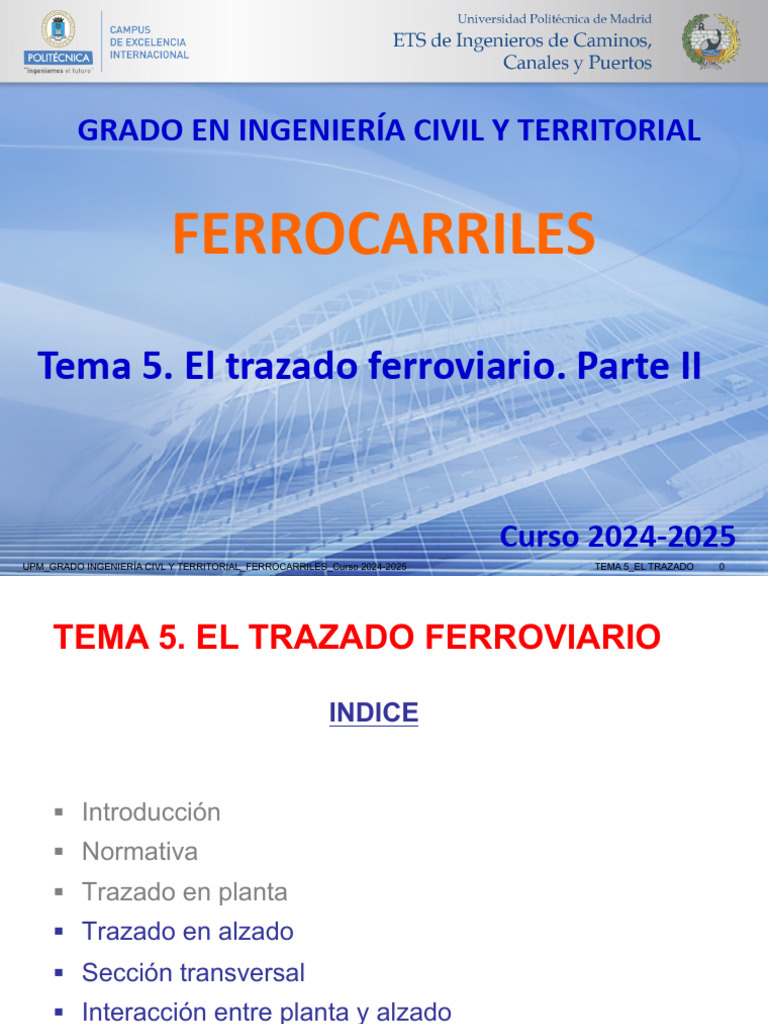 0GICT - FFCC - El Trazado Ferroviario. Parte II - Curso 2024-2025 | PDF ...