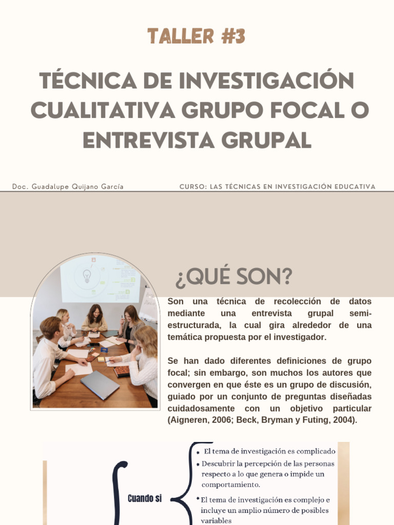 Grupos Focales: Guía de Investigación Qualitativa | PDF | Grupo de enfoque