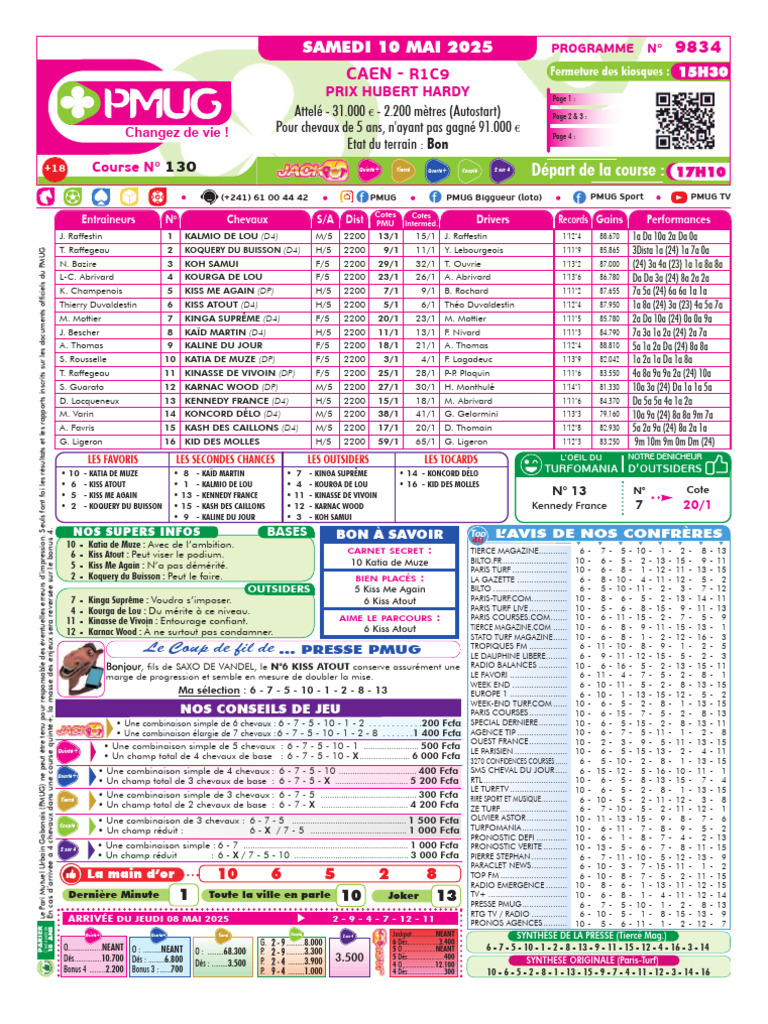 Programme PMU du 10 mai 2025 | PDF | Courses de chevaux | Jeux d'argent