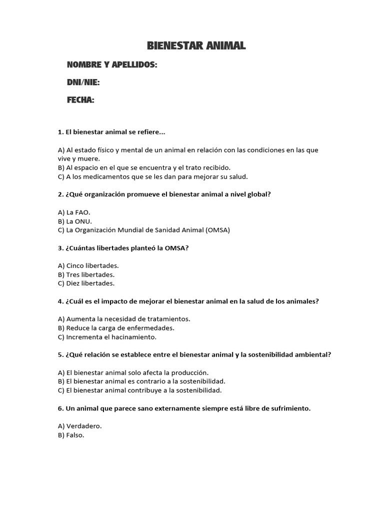 Importancia del Bienestar Animal | PDF | Bienestar de los animales ...