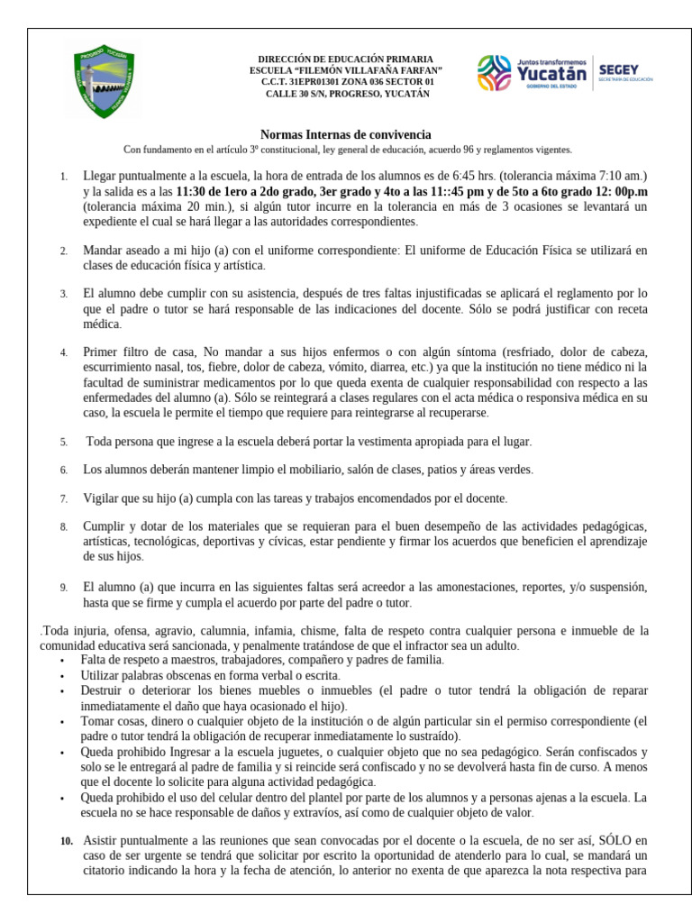 Normas de Convivencia Escolar 2023 | PDF | Escuelas | Maestros