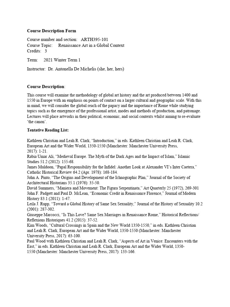 ARTH 395 Course Description | PDF